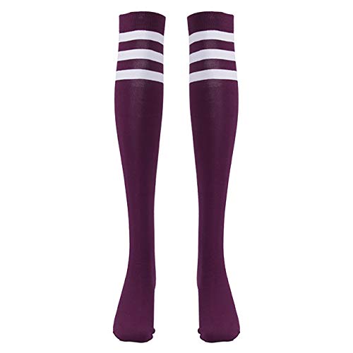 EZSTAX Medias de Rodilla para Mujer para Invierno Cálido Medias de Algodón Retro Calcetines Largos Overknee Calcetines Deportivos con Tres Rayas