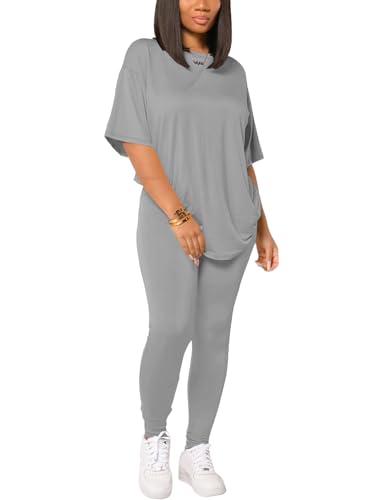 HBQ Women 2 Piece Outfits Summer Sweatsuits Drop Shoulder Tracksuits Biker Short Workout Jogger Sets - Image 3