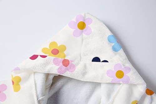 Image of Umeyda Girls Fleece Hooded Robes, Warm Printed Bath Robe for Kids Soft Fuzzy Bathrobe for Gifts