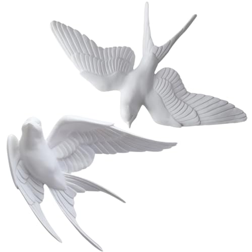 Décoration murale extérieure 3d oiseau hirondelle blanche lot de 2