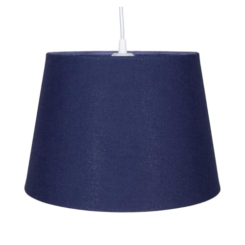 Traditional 8 Inch Midnight Blue Linen Fabric Drum Table/Pendant Lamp Shade 40w Maximum, 8" - Image 2