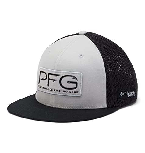 Columbia Unisex Pfg Mesh Snap Flat Brim Ball Cap, Breathable, Adjustable, Cool Grey/Pfg Hooks Black, Small/Medium #TOP7