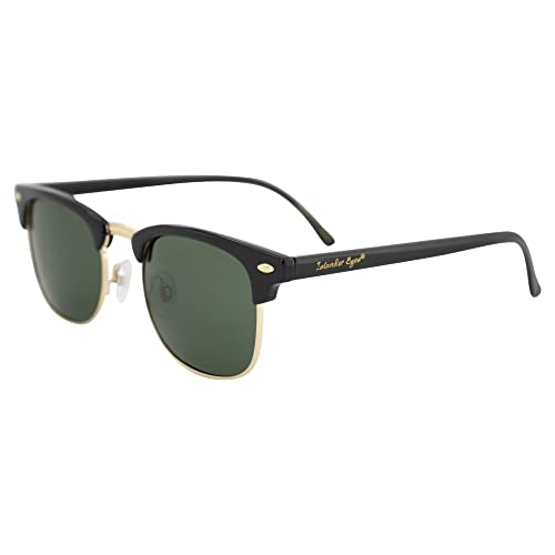 Phuket Polarized Sunglasses for Men or Women Semi Gold Metal-Rimmed Black Frame w/Grey Lens