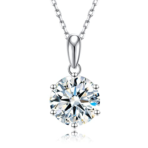 SecreTalk Moissanite Pendant Necklace for Women 1-5CT 925 Sterling Silver D Color Necklace with Certificate of Authenticity (1CT)