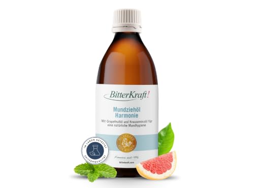 BitterKraft! Mundöl zum Ölziehen - Harmonie 250 ml nach Hildegard von Bingen - Natürliche Mund- und Zahnpflege nach traditioneller Rezeptur 100% Natur vegan Bio - Made in Germany