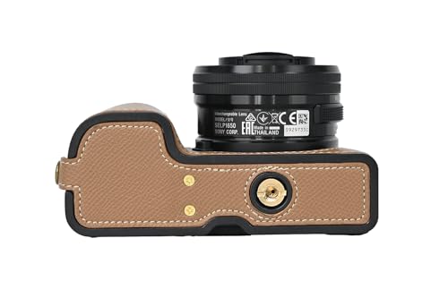 Funda para cámara Sony Alpha A6400 en cuero PU marrón miniatura 3