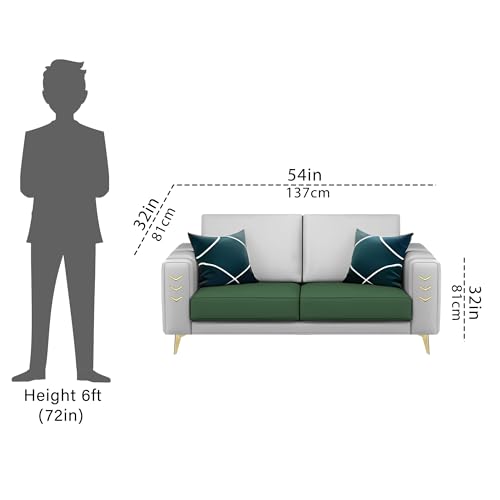 Image of Casaliving Falco 2 Seater Sofa Set for Living Room (Green Grey Fabric) Premium Fabric Sofa