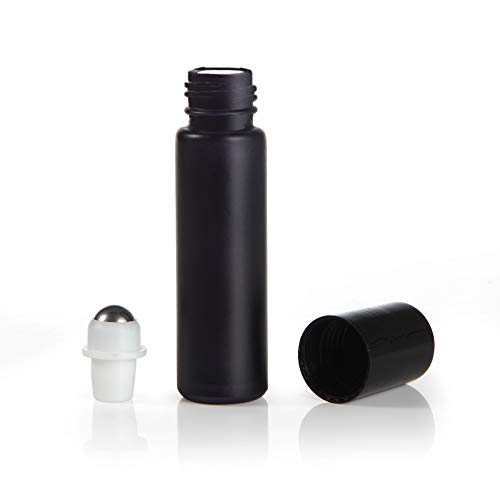 Elfenstall- 5PCS 10ml (1/3oz) Glass Roll on Cool Black Colorful Stainless Steel Roller Ball Essential Oils Perfume Heavy Thick Glass Bottles Black Cap Stainless Steel Roller image 5
