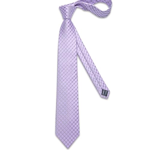 Image of DiBanGu Silk Ties for Men Necktie and Lapel Pin Brooch Set Formal Woven Paisley Plaid Striped Solid Tie Wedding Party