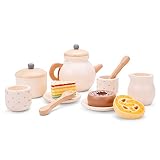 New Classic Toys Drewniany zestaw do herbaty, beżowy, średni (10619)