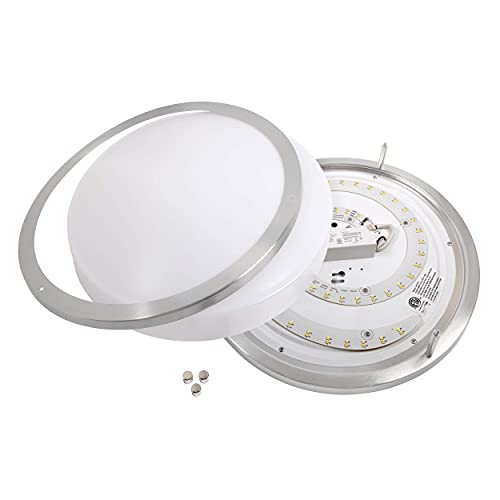 Lb72119 Led Flush Mount Ceiling Light, 12 Inch, 15W (150W Equivalent) Dimmable 1200Lm, 4000K Cool White, Brushed Nickel Round Lighting Fixture For Kitchen, Hallway, Bathroom, Stairwell #TOP6