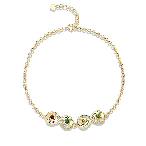 BABOOM Custom Mother Bracelet With 1-8 Birthstones Personalized Infinity Name Bracelet Engraved Birthstone Bracelets Gifts For Women Mother Daughter Wife2