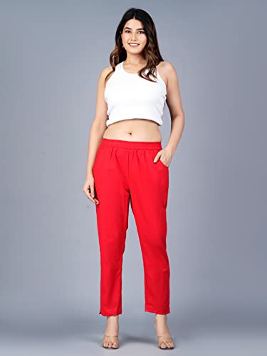 Image of Regular Fit Fully Elastic Waist Ankle Length Premium Cotton Casual Trouser Pant (Combo Pack of 2)