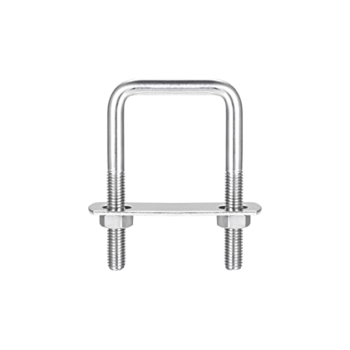 Image of uxcell Square U-Bolts, 42mm(1.65 inch) Inner Width 80mm Length M8 304 Stainless Steel U Clamp Bolt with Nuts and Plates, for Boat Trailer