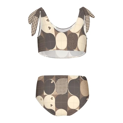 KLL Brown Houndstooth Girls' 2 Piece Bikini Set Quick-Dry Swimsuits Swimming Suits Adjustable Shoulder Strap2