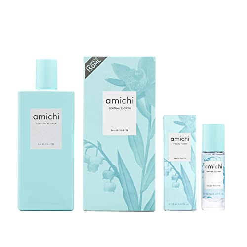 AMICHI - Sensual Flower Promoción 150 ml + 12 ml, Colonia Mujer,...