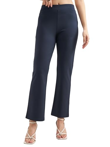 Image of Tokyo Talkies Women's Stretchable Bootcut Pants | High Rise Flared Trousers |Travel & Formal Wear|Workwear Trousers