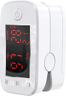 Pulse Oximeter, Oxygen Saturation Monitor Finger Pulse Monitor Child and Adult with LED Display, with Lanyard (White)