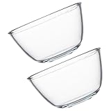 TOPPERFUN Juego de 2 Boles Multifuncionales de Vidrio Transparente 500Ml para Ensalada Mezclar y Batir Huevos Recipiente Liso Resistente para Cocina Postres y Aperitivos