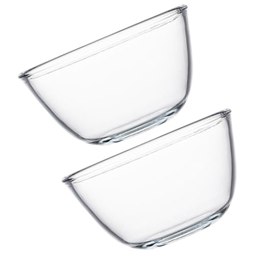 TOPPERFUN Juego de 2 Boles Multifuncionales de Vidrio Transparente 500Ml para Ensalada Mezclar y Batir Huevos Recipiente Liso Resistente para Cocina Postres y Aperitivos