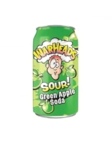WarHeads Sour Green Apple Soda 355ml (Pack of 6 Cans X 355ml Each)