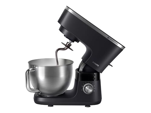 Philips 7000 Series Robot de Cocina - 5,5 Litros, 1000 Vatios, 8 Ajustes de Velocidad, Tecnología ProKnead, Recetas, Temporizador Inteligente LED, Ganchos para Masa, Batidor y Batidora (HR7962/01)