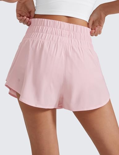 Image of CRZ YOGA Ruffle Skirt Overlay Athletic Shorts | High Waisted, Quick Dry, Lightweight, Flowy, A Zip Pocket, for Women