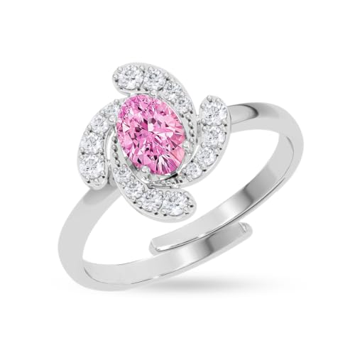 Image of Clara 925 Sterling Silver Minimal Daily Wear Adjustable Ring for Women | Gift for Birthday Anniversary | Rakhi Rakshabandhan Gift for Sister Bhabhi |Platinum Plated | Swiss Zirconia