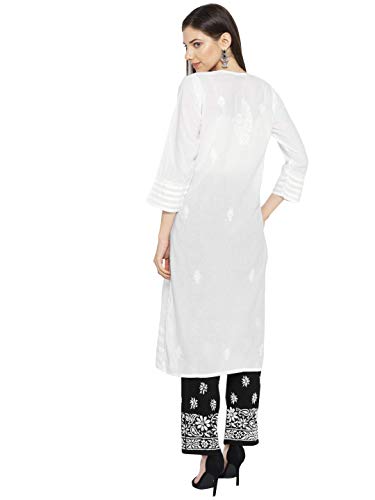 Image of Ada Hand Embroidered Lucknowi Chikankari Cotton Kurta Set for Women A100021