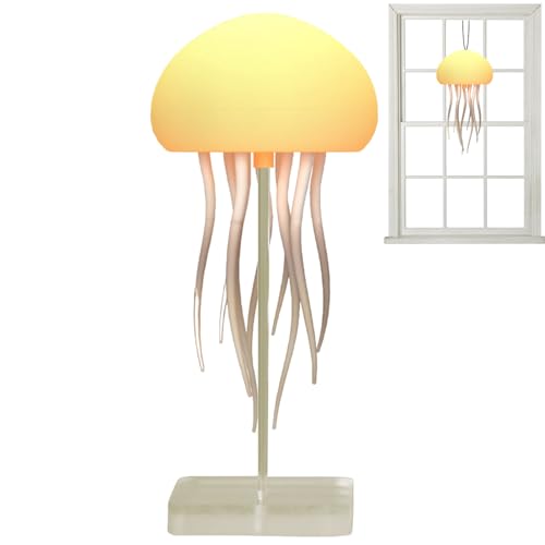 Light Up Jellyfish - lámpara de escritorio ambiental, luz nocturna LED que cambia de color activada por voz, decoración recargable en forma de esponja, pantalla colgante portátil o de mesa |