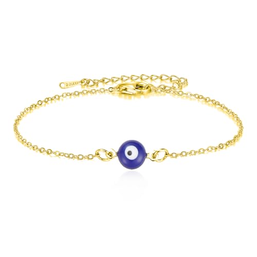 Bracelet Mauvais Oeil Pour Les Femmes Bracelets Réglables De Lien De Charme De Mauvais Œil Bleu Acier Inoxydable Dainty Turc Lucky Protection Bracelets...