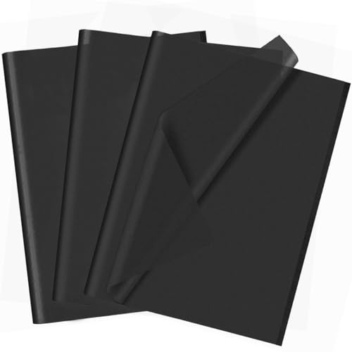 50 Blatt schwarzes Seidenpapier, 70 x 50 cm, Geschenkpapier zum Verpacken von Geschenken, für Weihnachtsdekoration, Blumen, Kunsthandwerk, DIY, Geburtstag, Hochzeitsgeschenk, Dekoration