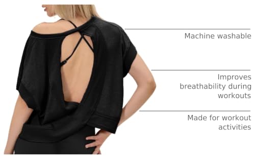 Image of UNIANKIYA Open Back Workout Tops for Women Loose Fit Athletic Crop Tee Short Sleeve Gym Running Yoga Shirt