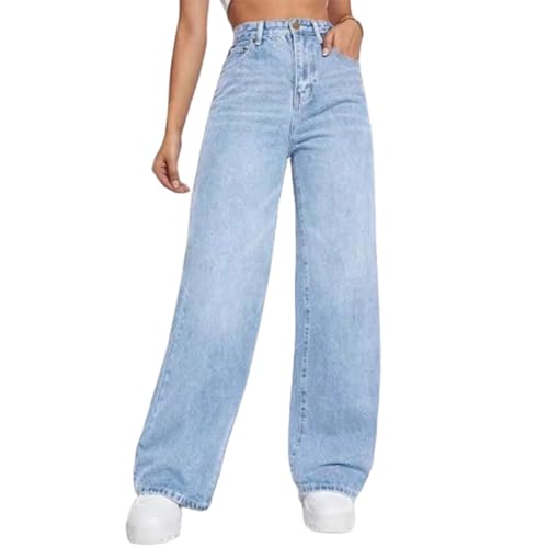 Pantalon jean taille haute slim : coupe droite et jambes larges fgrid pour femme