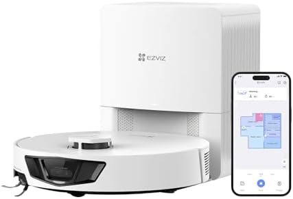 EZVIZ RE7 Edge Robot Vacuum Cleaner and Floor Scrub, Self-Empty B...