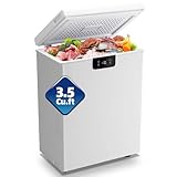 TACOOL 3.5 Cu.ft Chest Freezr Deep Freezer Top Open Door Two Wheels Electronic Temperature Control Low to -18℉ Digital Display Screen2 Removable Baskets for Home Apartment Kitchen White