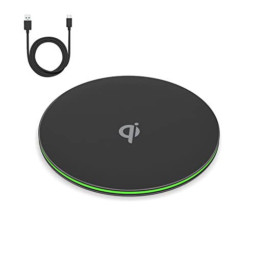 Wireless Charger, Qi Fast Wireless Charging Pad for iPhone and Samsung,15W Max for iPhone 14 13 12 11 X XR Plus 8 New Airpods and Galaxy S22 S21 S20 S10 S9 S8 Plus Note 20/10 (No AC Adapter) (Black)