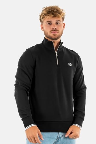 Fred Perry Para Hombre. M3574 Sudadera Con Media Cremallera Negro (S), Casual, AlgodóN - 2