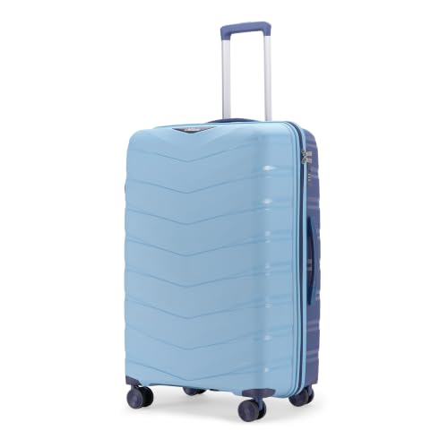 Image of Axis Medium Check-in Suitcase 65 cm 24 inch Polypropylene Hard Trolley, 8 Spinner Wheels, 3-Pocket Convipack, Dual-Tone Shell, Recessed Number Lock Sapphire Blue /Peacock Blue