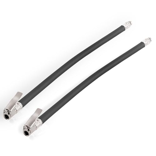 Image of 2 PCS Tire Pressure Guage Hose Replacement with Standard Locking Air Chuck and G1 /4 Standard Tire Valve Fine Thread