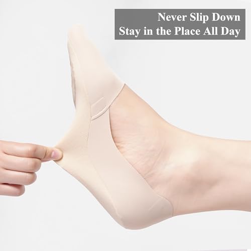 Image of floconssy No Show Socks Womens Nylon Non Slip Low Cut Invisible Liner Footies Thin Silk Socks for Flats Loafers 6 Pairs
