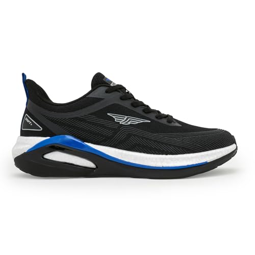 Image of Red Tape Men's Sneakers Black Blue Mesh Round Lace-Up Enhanced Cushioning