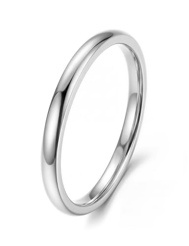 Image of ORAZIO Stainless Steel Rings for Men Women 6MM 8MM Wedding Band Rings Silver /Black /Gold Domed High Polished Basic Wedding Bands Comfort Fit Size 6-14