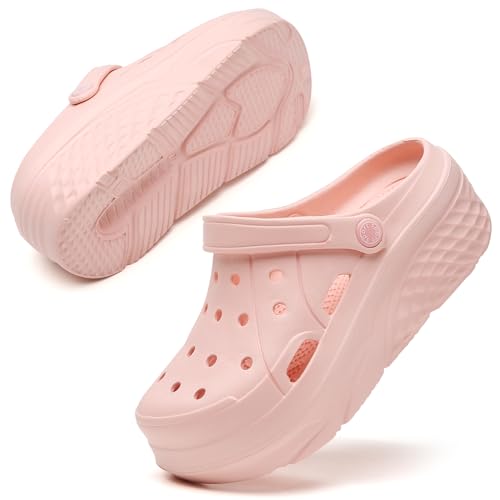 Image of FLIOZY Women's Gardener Platform Clogs Slippers Hight Heels Mules Clog Wedge Sandals Outdoor Beach Shoes