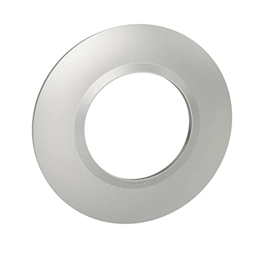Legrand Dooxie LEG600975 PL 1P Decorative Plate Round with 1 Hole Aluminium Effect, Effet aluminium