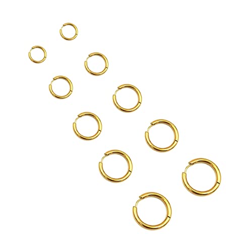 Unisex 18K Real Gold Plating Surgical Steel Sleeper Tiny Hoop Earrings,Nose Ring Septum Ring Helix Ring Daith Ring Lip Ring Nipple Ring Snug Ring Body Piercing Jewelry (Gold-10Pcsï¼