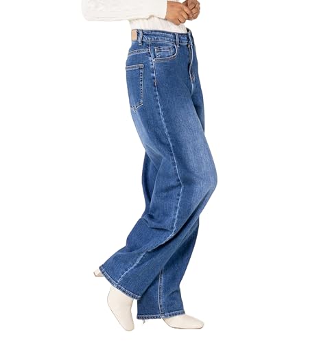 Jeans montants coupe large Nina Carter YY302 denim stretch effet usé - 2