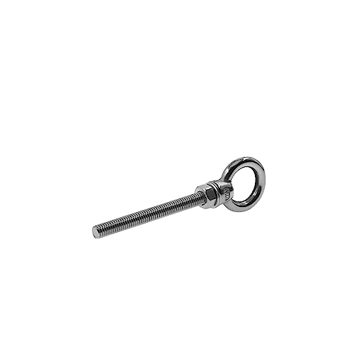 Image of Threaded Eyebolts,Heavy Duty Long Threaded Eye Bolts,Stainless Steel Marine Grade Shoulder Lifting Ring with Nuts Washers 5 Pack M8*80