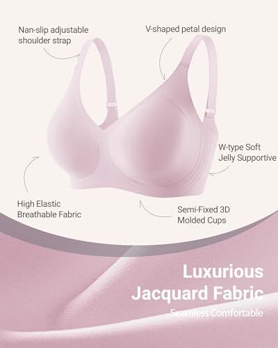 Image of Gailife Smooth Wireless Jelly Bras for Women No Underwire Seamless Push Up Bra Full Coverage Soft Suppor Tshirt Bralettes