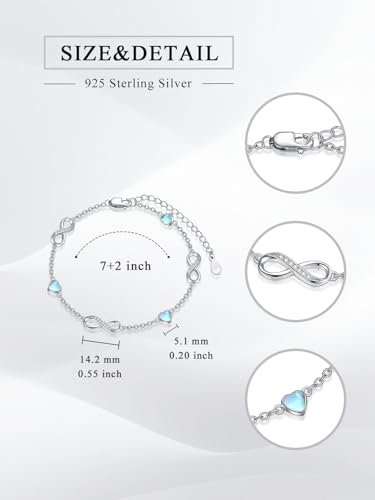 Image of Dorunmo Ankle Bracelet for Women 925 Sterling Silver Natural Stone Bracelet Anklet Summer Beach Jewelry Birthday Gifts for Mom